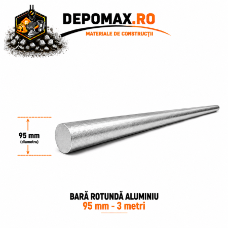 Bara rotunda aluminiu 95 mm, 3 metri, EN AW-6082